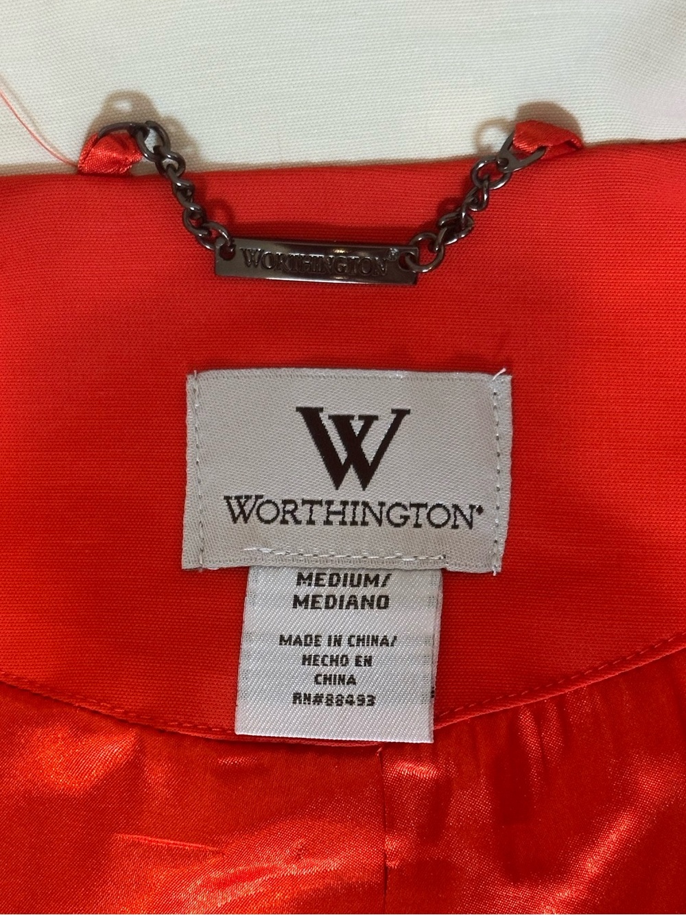 Worthington Red Trench with Cream Lining Burberry Look-a-like Vintage Look NWT - Picture 6 of 10